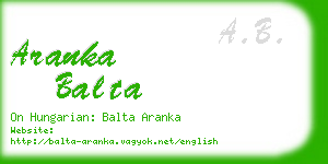 aranka balta business card